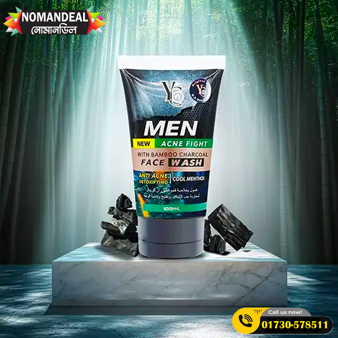 YC Men Acne Fight with Bamboo Charcoal Face Wash - 100ml