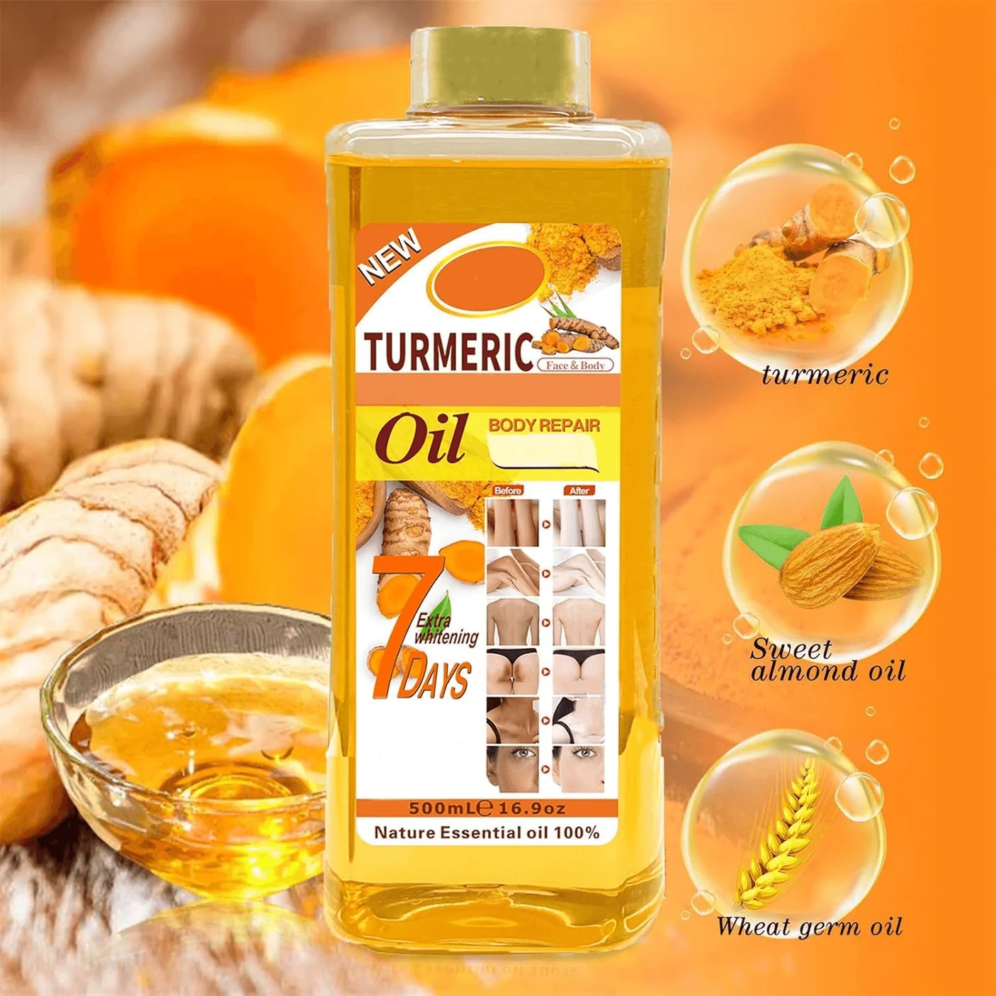 VEET Gold Turmeric Super Whitening Oil Face & Body | 200ml